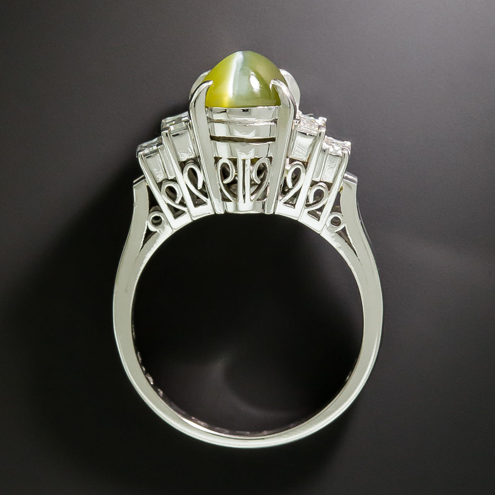 Estate Cat's Eye Chrysoberyl and Diamond Ring - 5