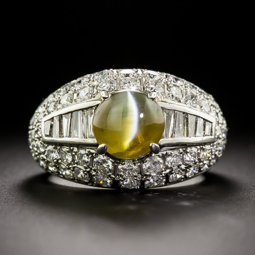 Estate Cat's Eye Chrysoberyl and Diamond Ring - 2