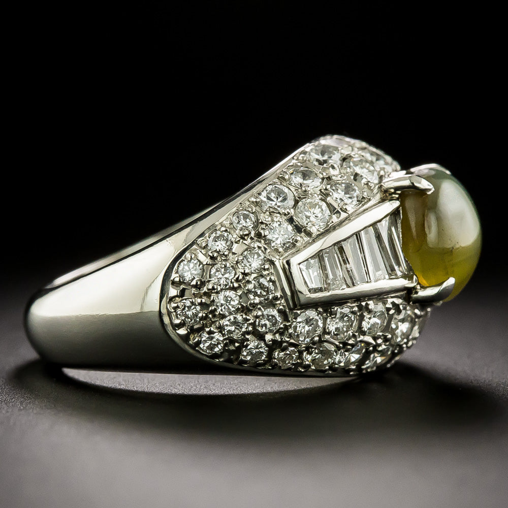 Estate Cat's Eye Chrysoberyl and Diamond Ring - 3
