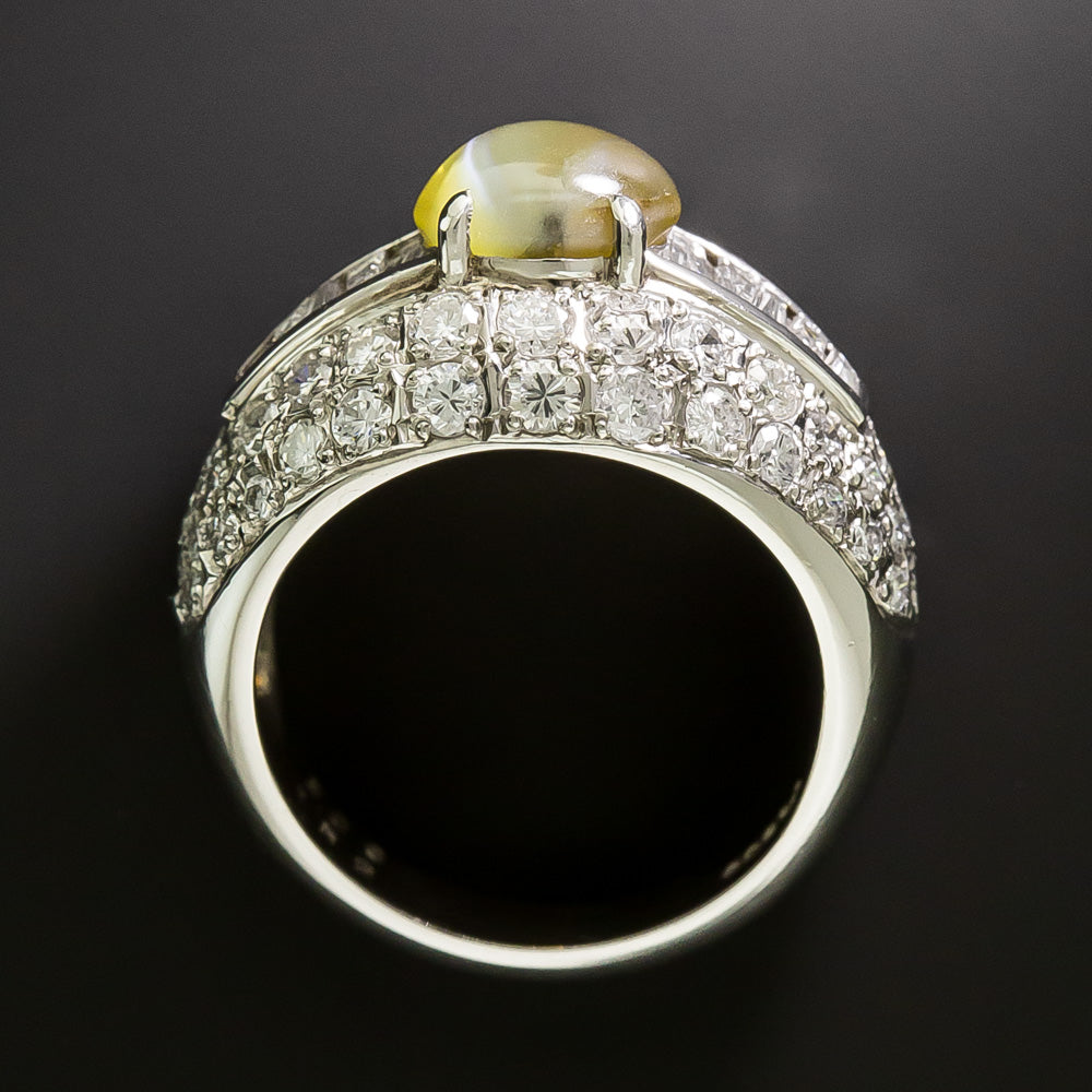 Estate Cat's Eye Chrysoberyl and Diamond Ring - 4