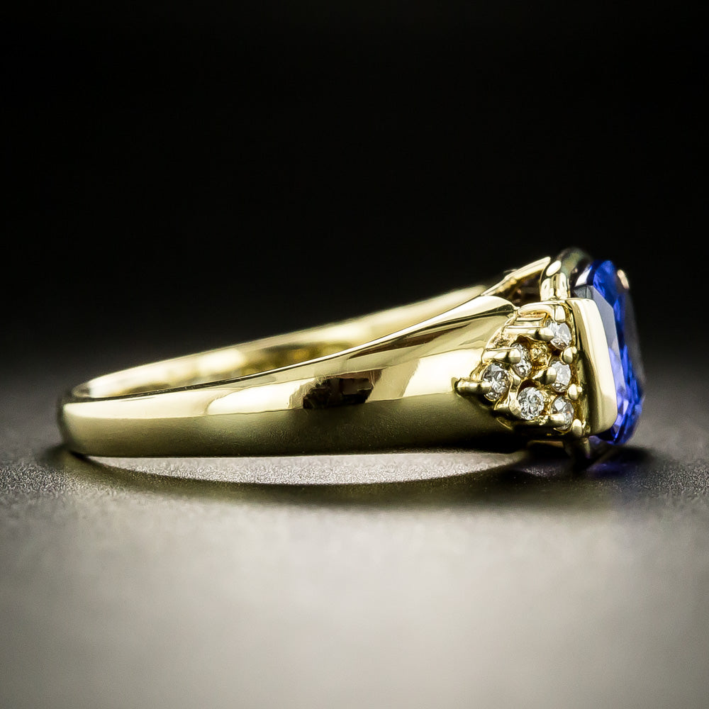 Estate Cushion-Cut Tanzanite and Diamond Ring - 4