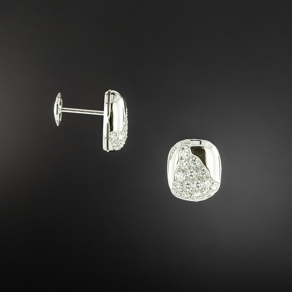 Estate Cushion-Shaped Pavé Diamond Earrings  - 2