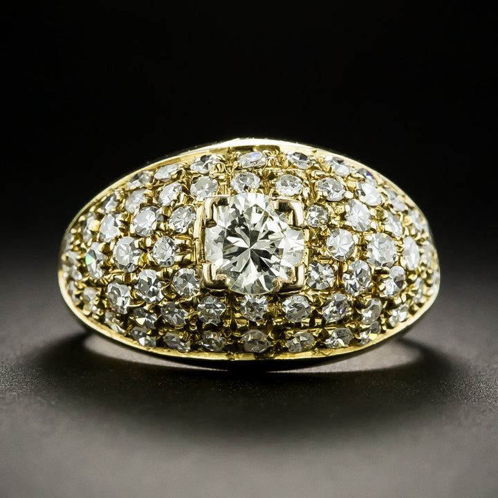 Estate Diamond .45 Carat Center Diamond Pavé Ring