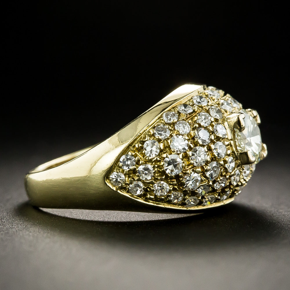 Estate Diamond .45 Carat Center Diamond Pavé Ring  - 2