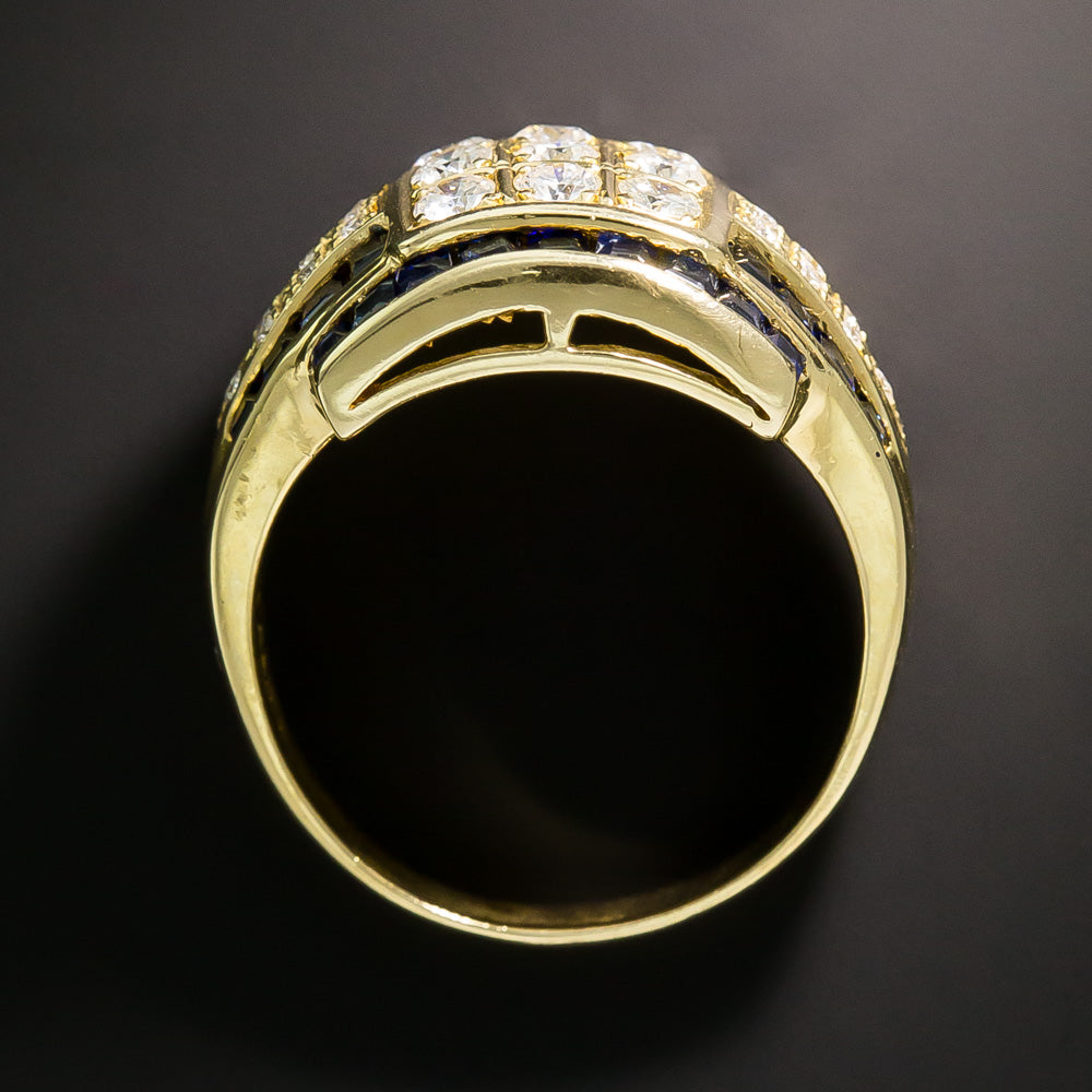 Estate Diamond and Calibre Sapphire Ring - 3