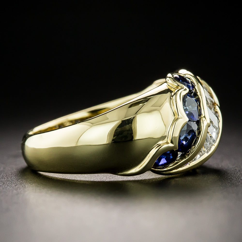 Estate Diamond and Sapphire Band Ring - 4