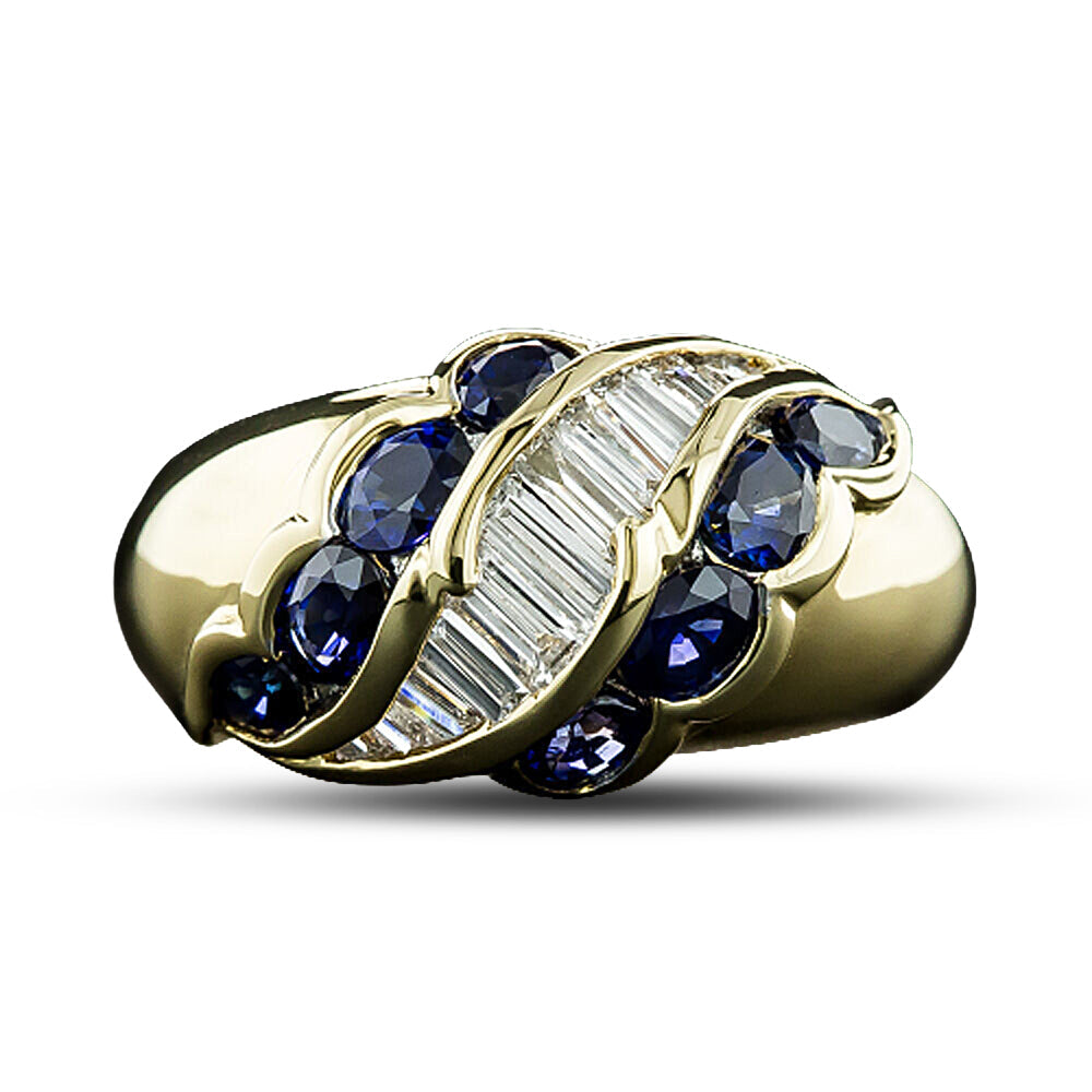 Estate Diamond and Sapphire Band Ring - 4