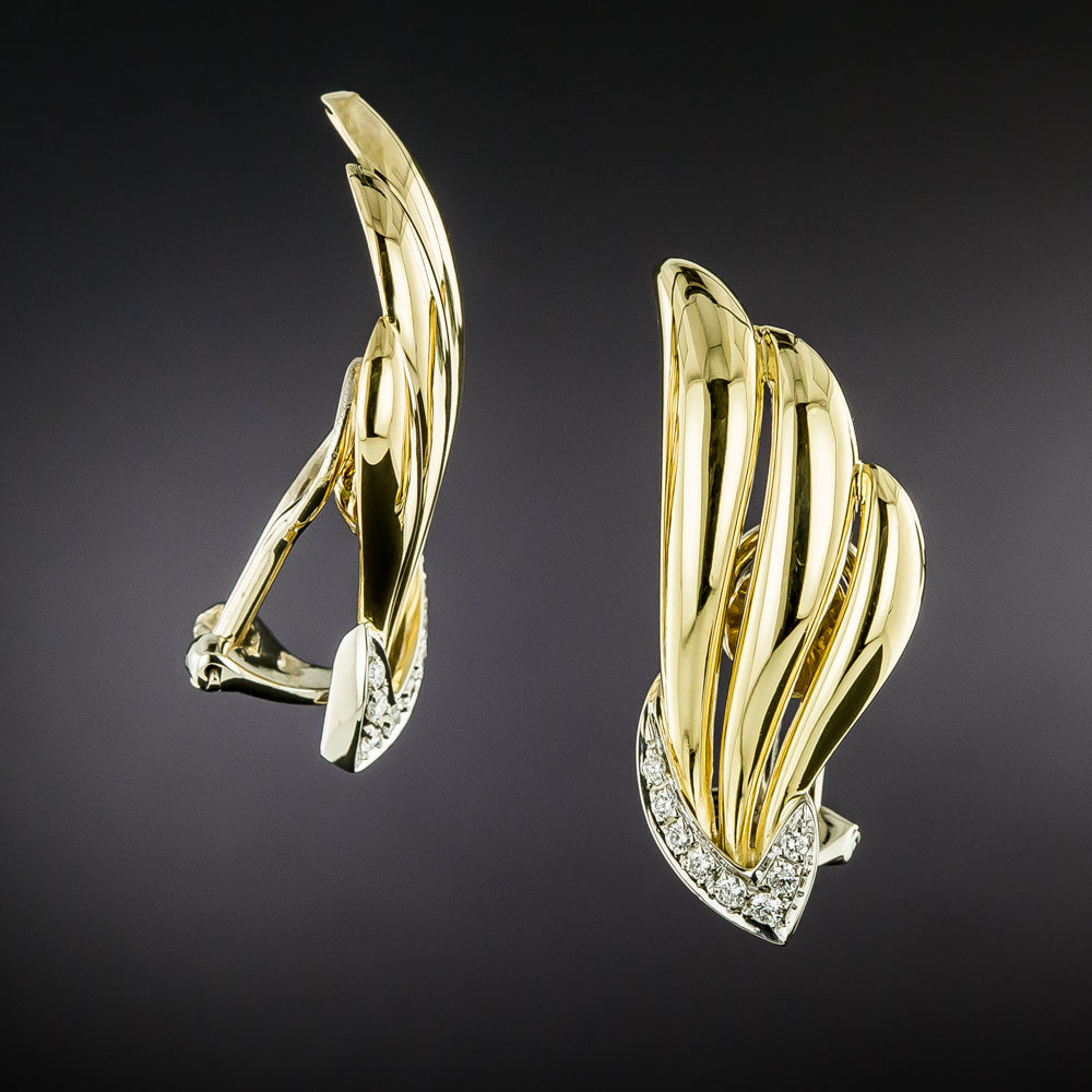 Estate Diamond Clip Earrings - 3