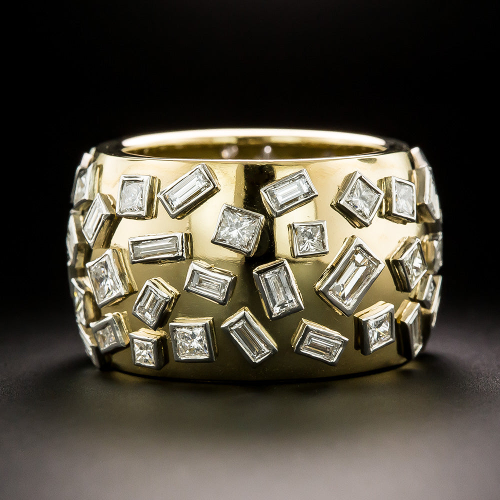 Estate Diamond 'Confetti' Wide Band Ring, Size 8 1/2 - 4