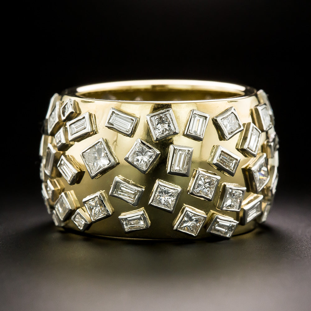 Estate Diamond 'Confetti' Wide Band Ring, Size 8 1/2 - 5