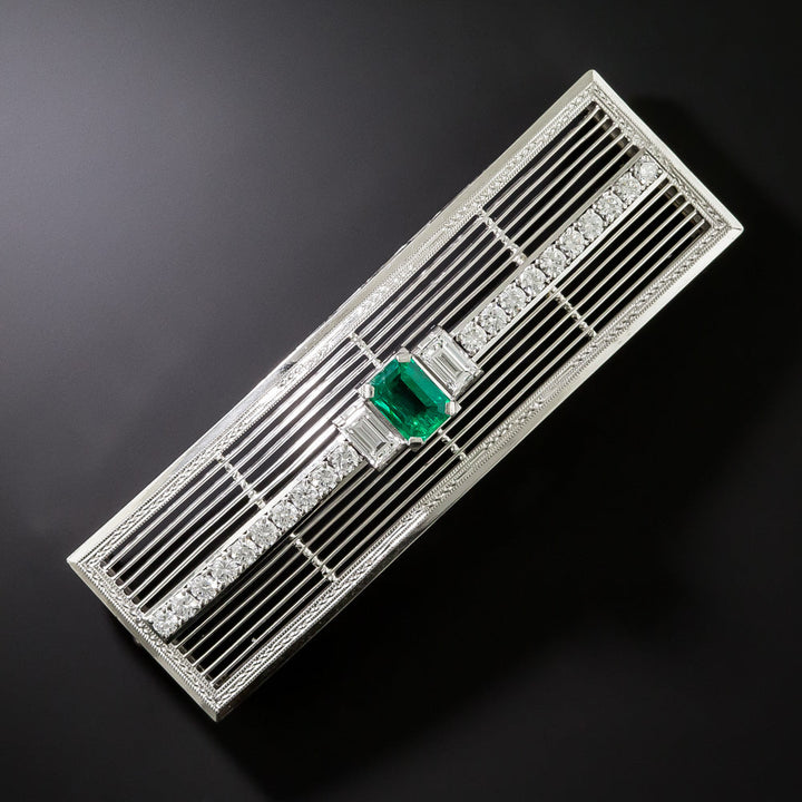 Estate Emerald and Diamond Barrette