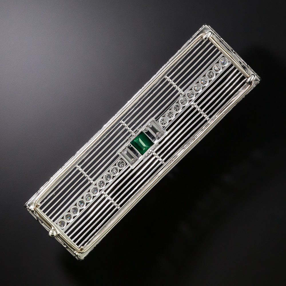 Estate Emerald and Diamond Barrette - 3