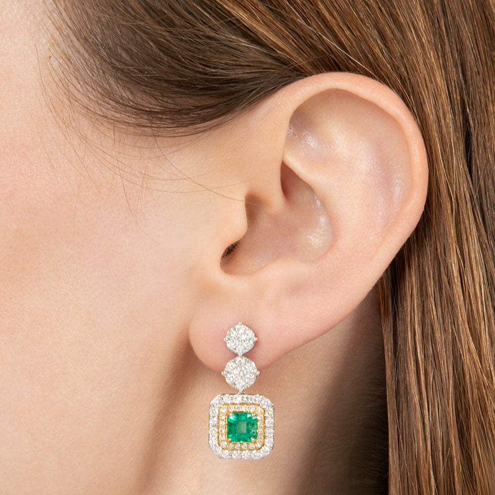 Estate Emerald And Diamond Drop Earrings - 3