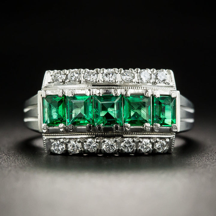 Estate Emerald and Diamond Ring