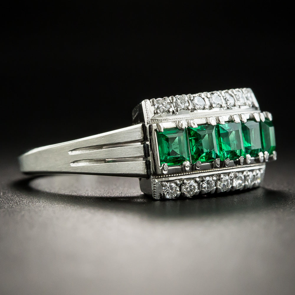 Estate Emerald and Diamond Ring - 3