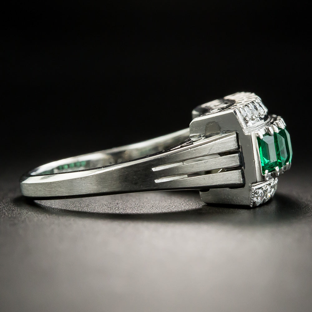 Estate Emerald and Diamond Ring - 4