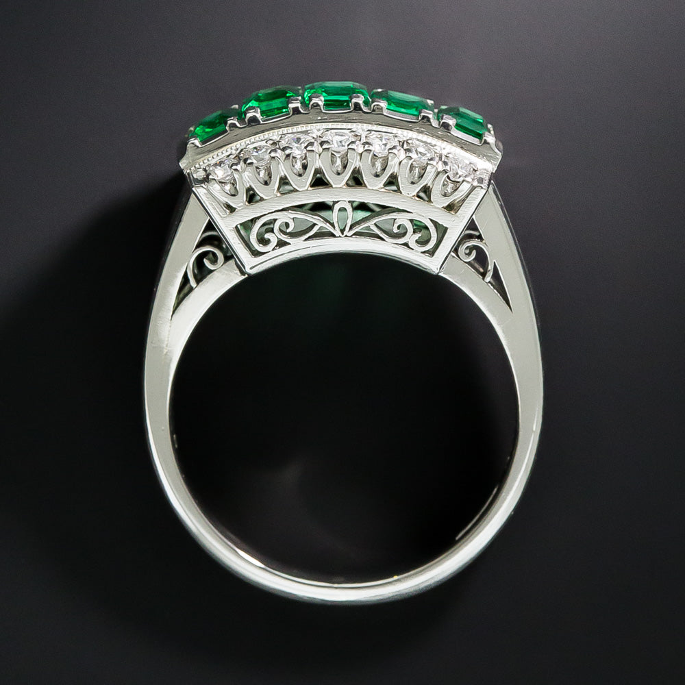 Estate Emerald and Diamond Ring - 5