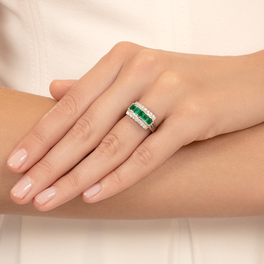 Estate Emerald and Diamond Ring - 5