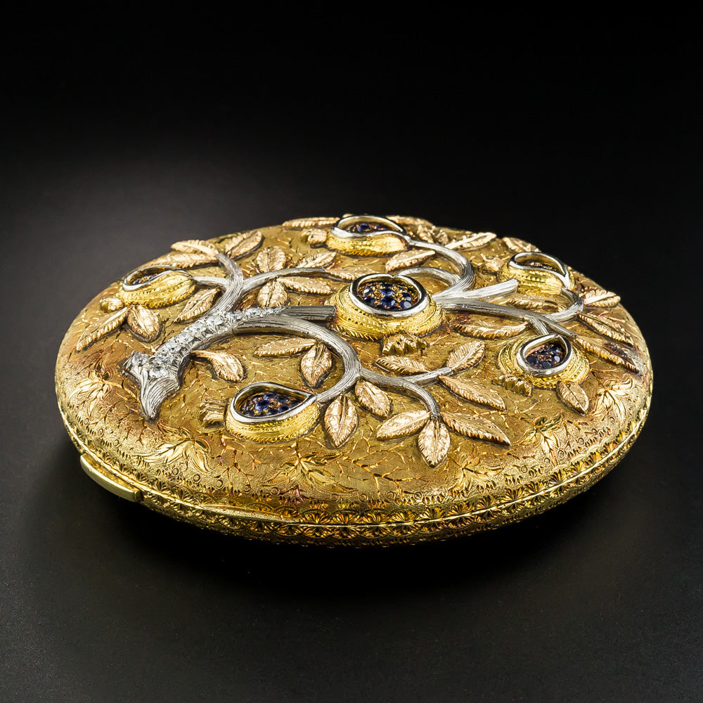 Estate Exquisite  Sapphire and Diamond Gold Compact  - 3