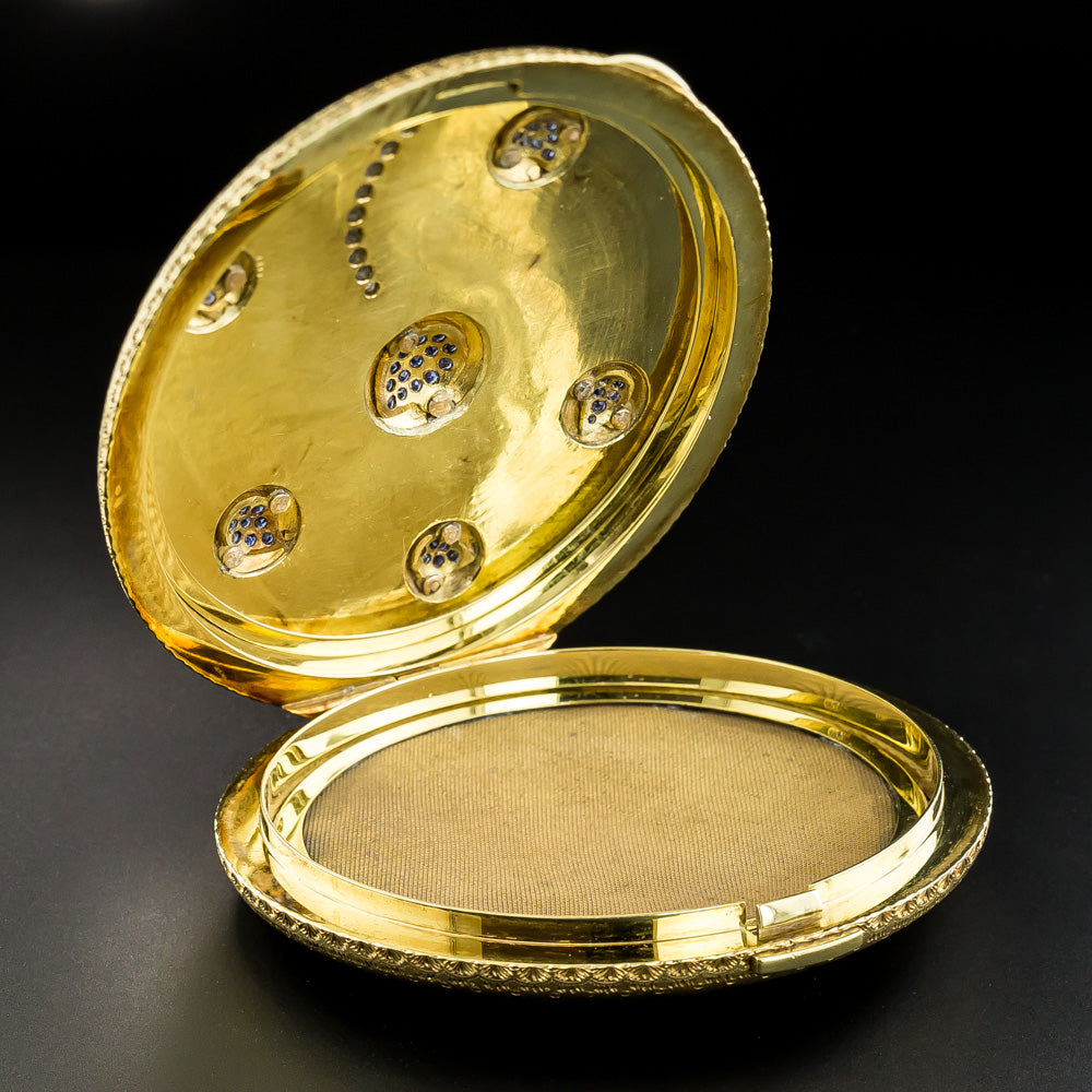 Estate Exquisite  Sapphire and Diamond Gold Compact  - 4