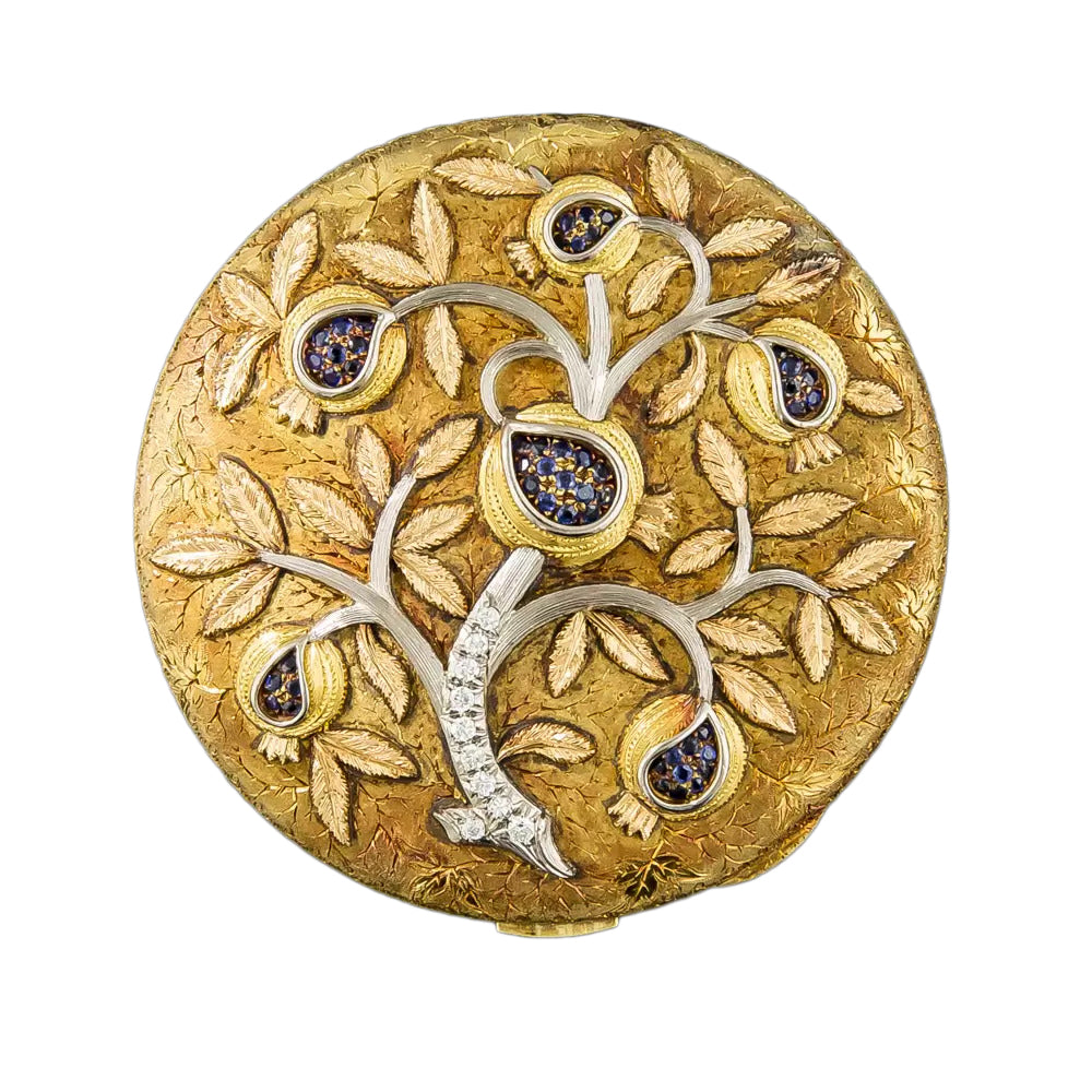 Estate Exquisite  Sapphire and Diamond Gold Compact  - 5