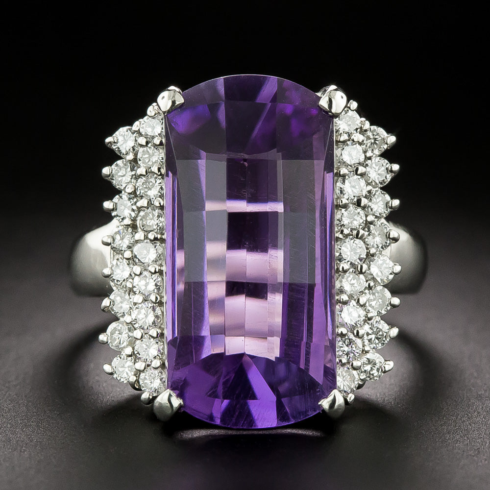 Estate Fancy-Cut Amethyst And Diamond Ring - 3