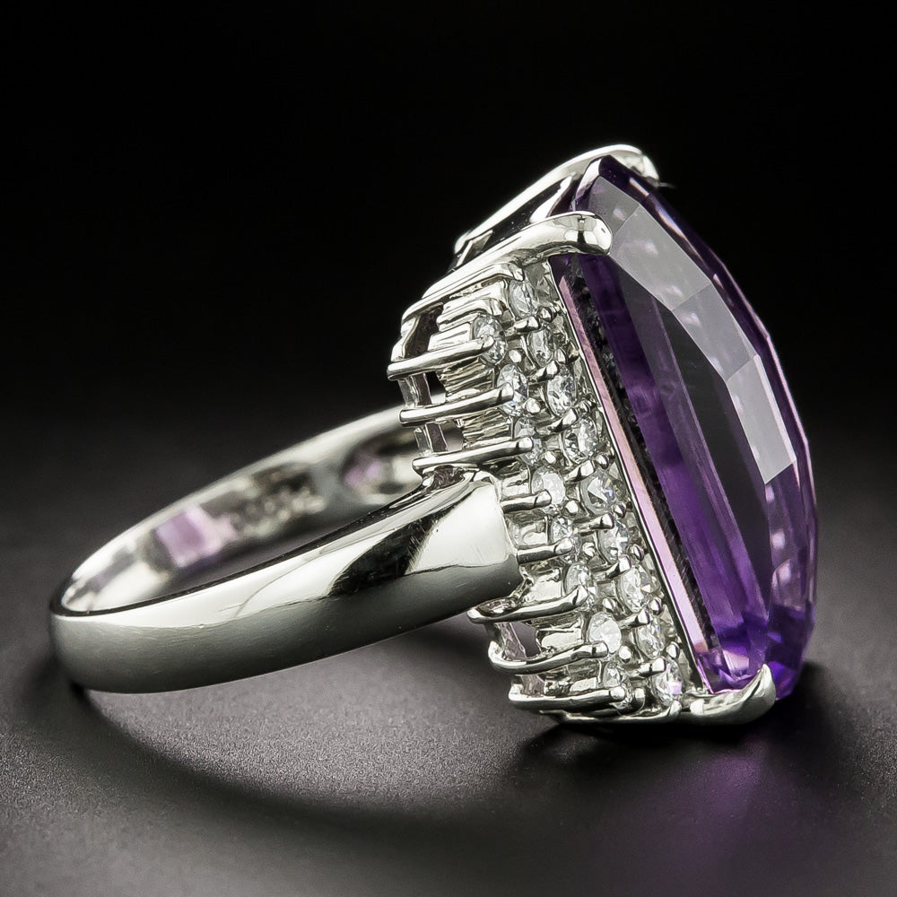 Estate Fancy-Cut Amethyst And Diamond Ring - 4