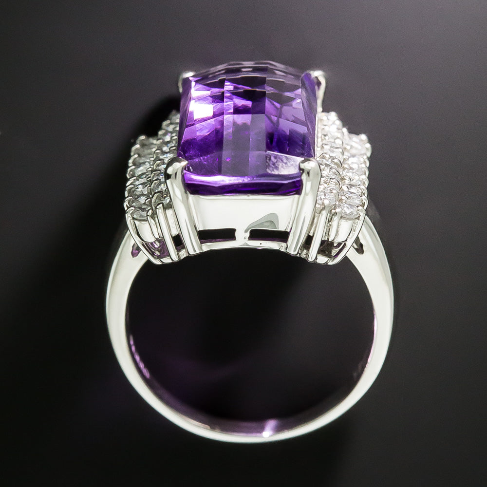 Estate Fancy-Cut Amethyst And Diamond Ring - 5