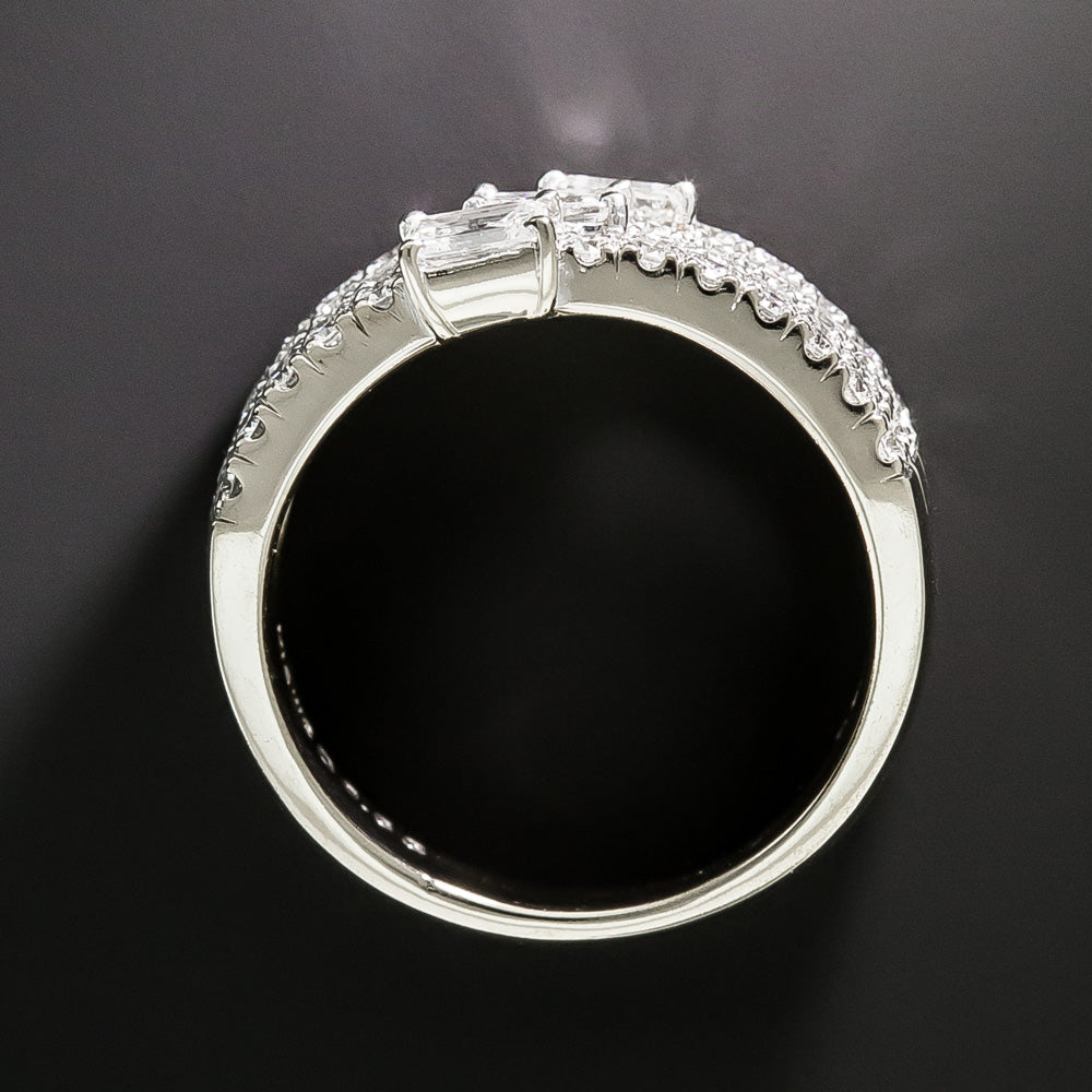 Estate Four-Row Diamond Band with Emerald-Cut Diamonds - 4