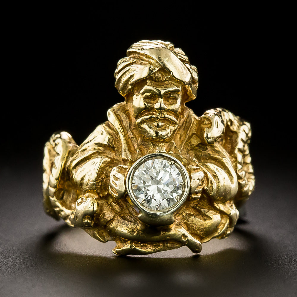 Estate Genie with Snakes Diamond Ring - 2