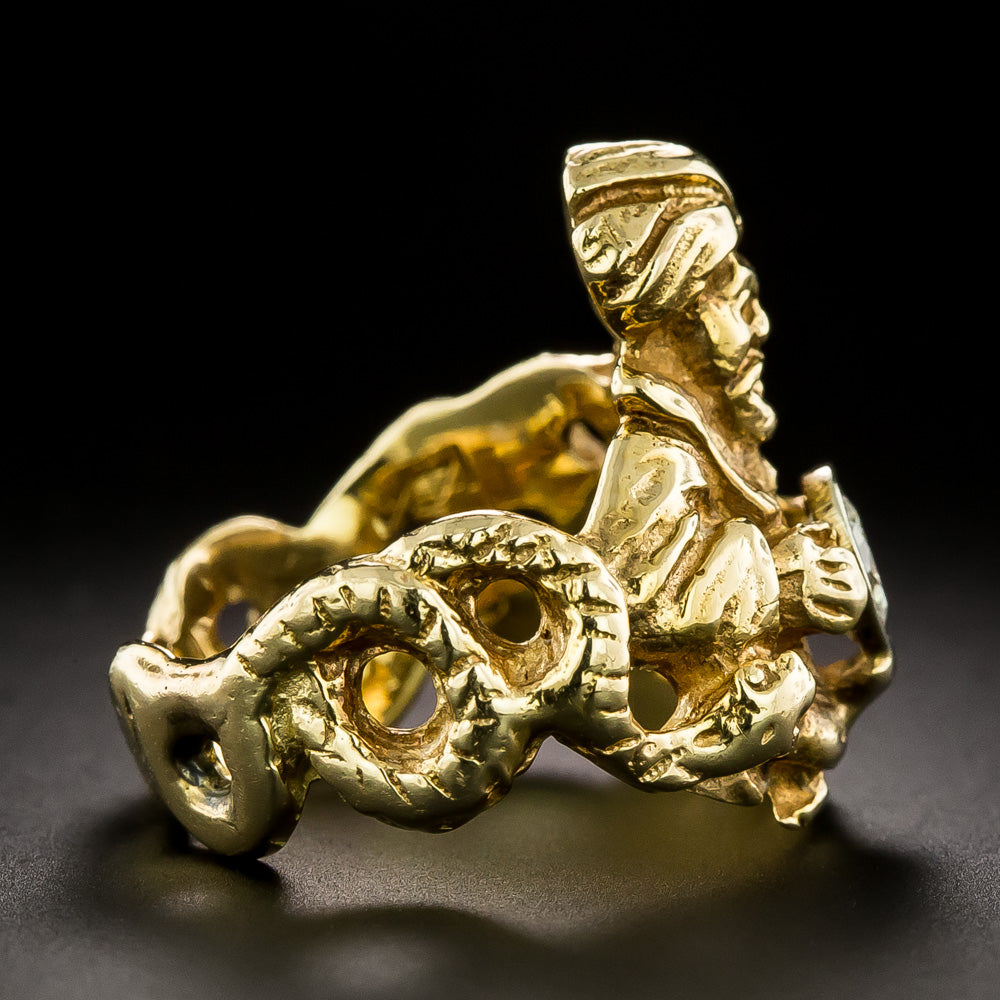 Estate Genie with Snakes Diamond Ring - 4