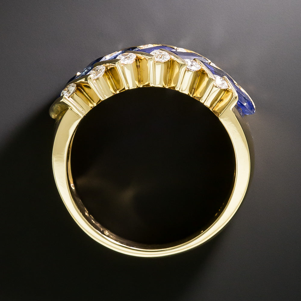 Estate Geometric Sapphire and Diamond Band Ring - 5