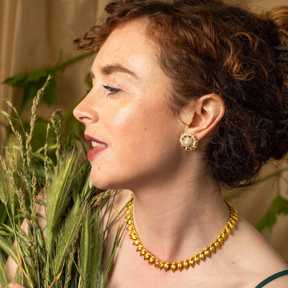 Estate Gold Leaves Fringe Necklace - 6
