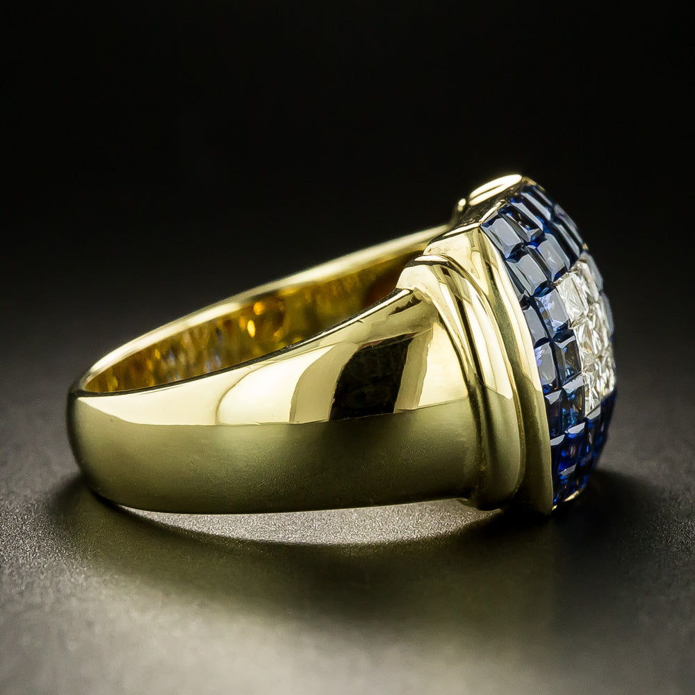 Estate Invisibly-Set Sapphire and Diamond Ring, Size 7 1/4 - 2
