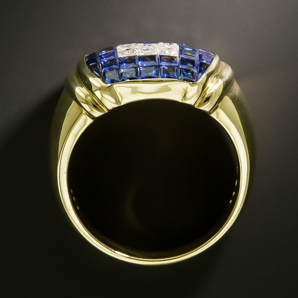 Estate Invisibly-Set Sapphire and Diamond Ring, Size 7 1/4 - 3
