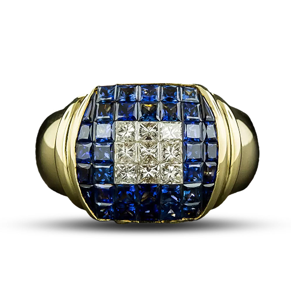 Estate Invisibly-Set Sapphire and Diamond Ring, Size 7 1/4 - 4