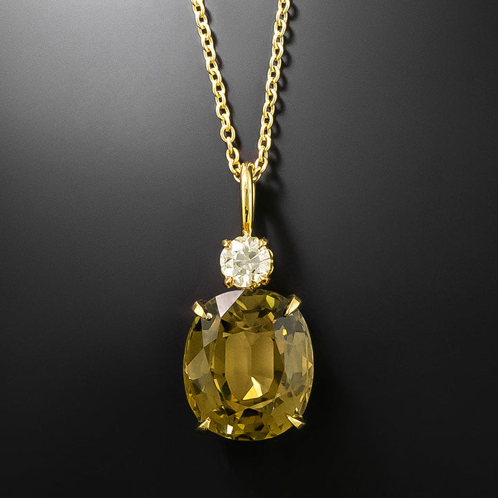Estate Kornerupine and Diamond Pendant