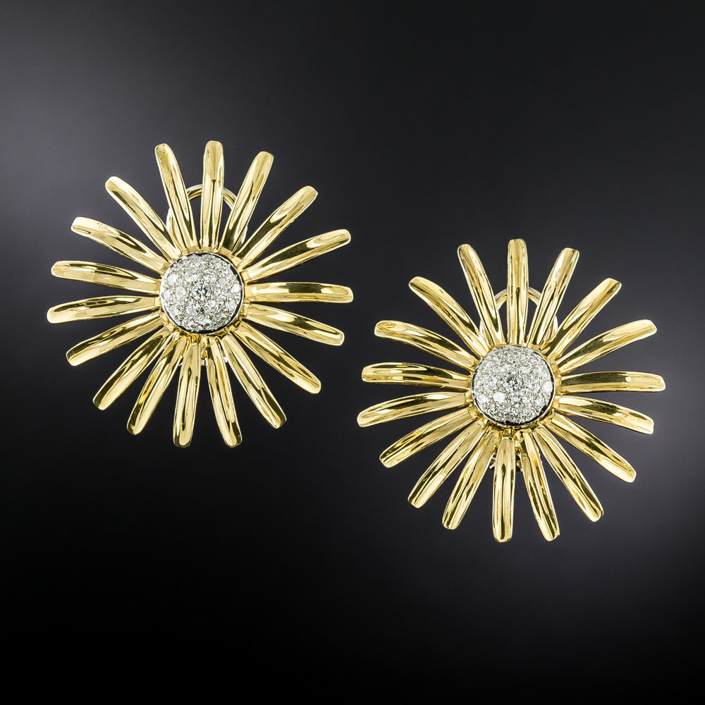 Large Diamond Daisy Earrings  - 2