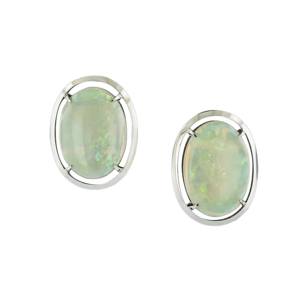 Estate Large Opal Earrings - 3