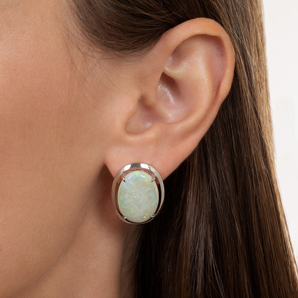 Estate Large Opal Earrings - 4