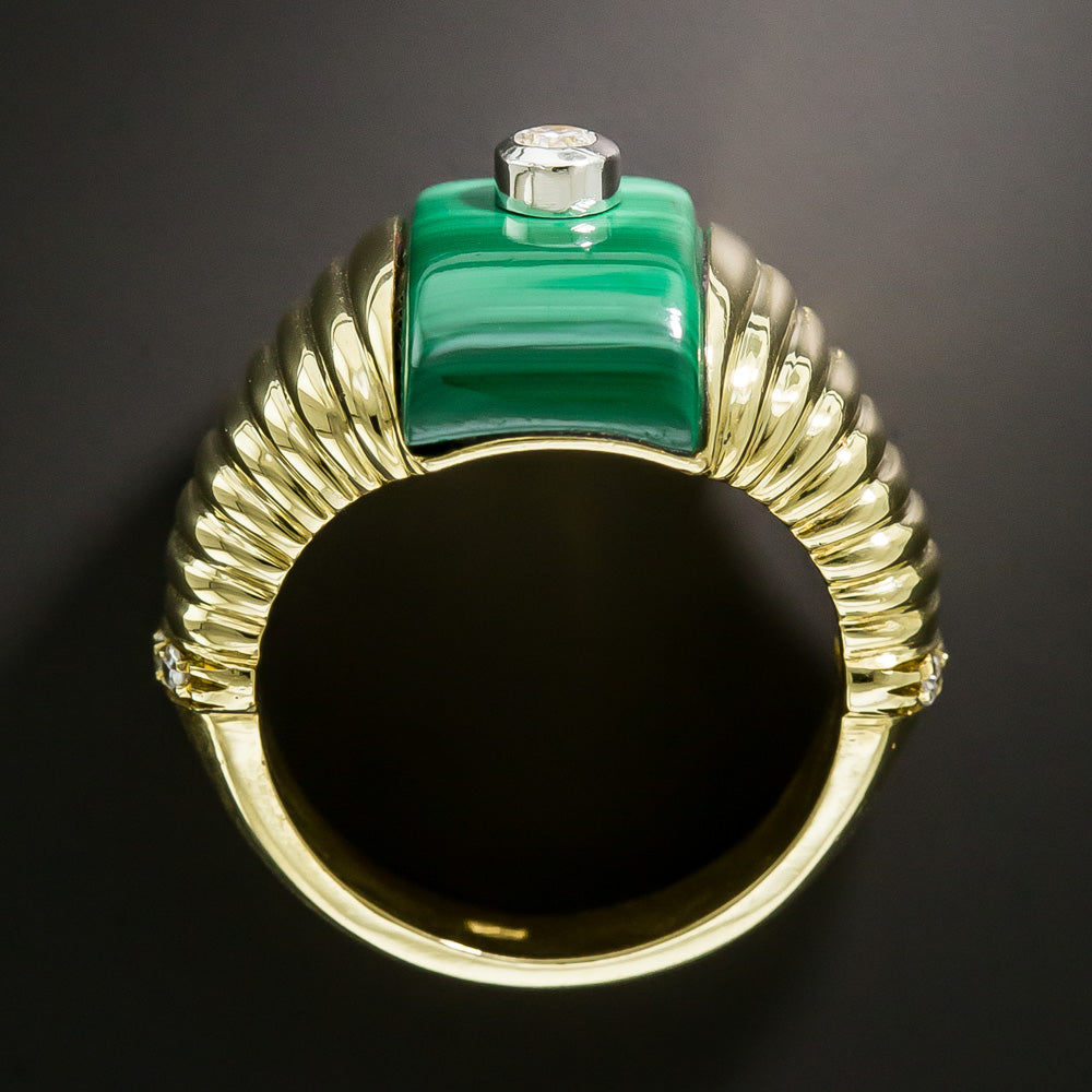 Estate Malachite and Diamond Ring - 4