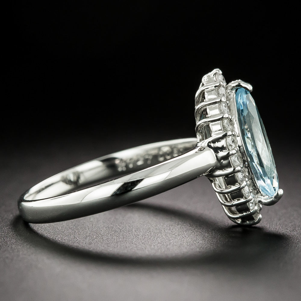 Estate Marquise-Cut Aquamarine and Diamond Ring - 5