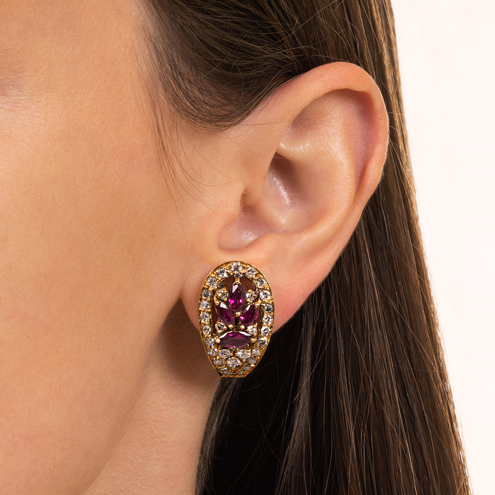 Estate Marquise Ruby and Diamond Earrings - 3