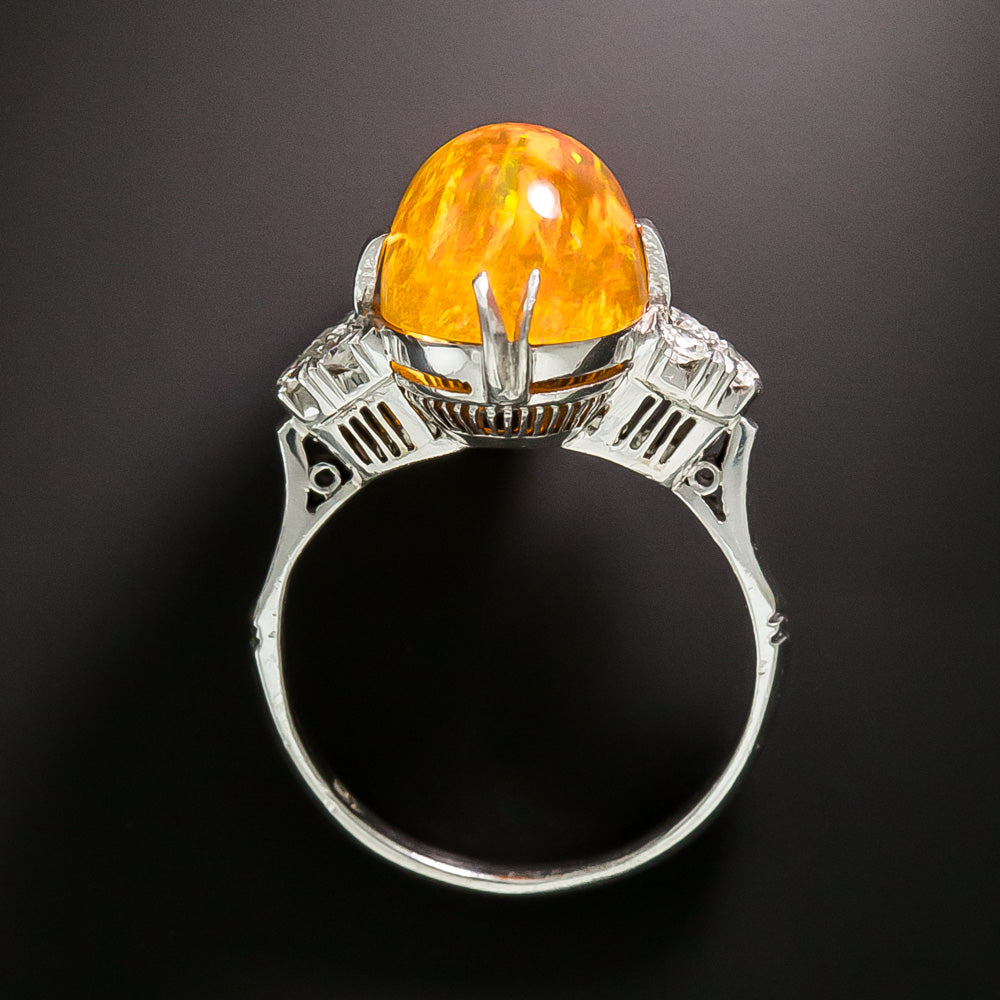 Estate Mexican Fire Opal and Diamond Ring - 7