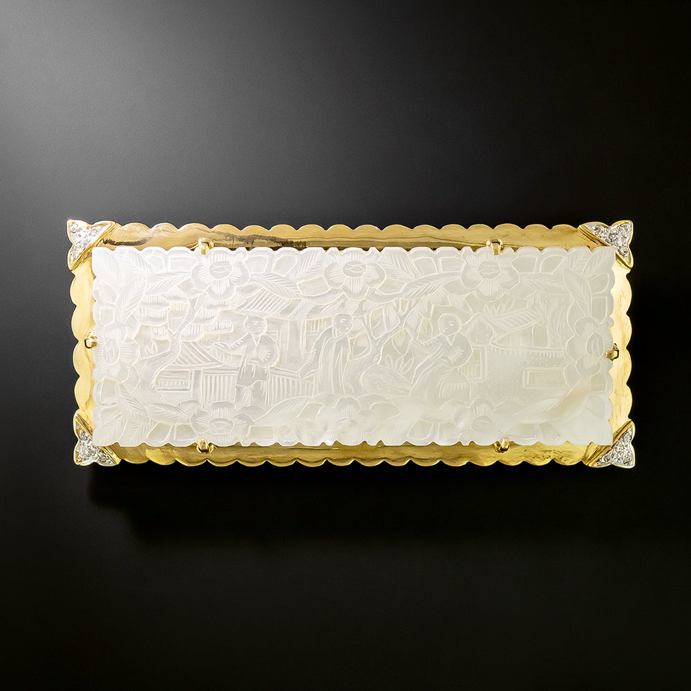 Estate Mother-of-Pearl Gambling Token Brooch - 2