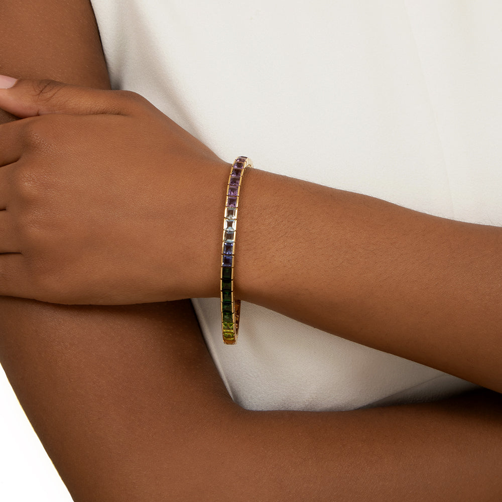 Estate Multi-Gem Rainbow Bracelet - 5