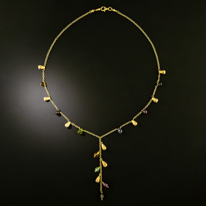 Estate Multi-Gemstone Lariat Necklace, Italian