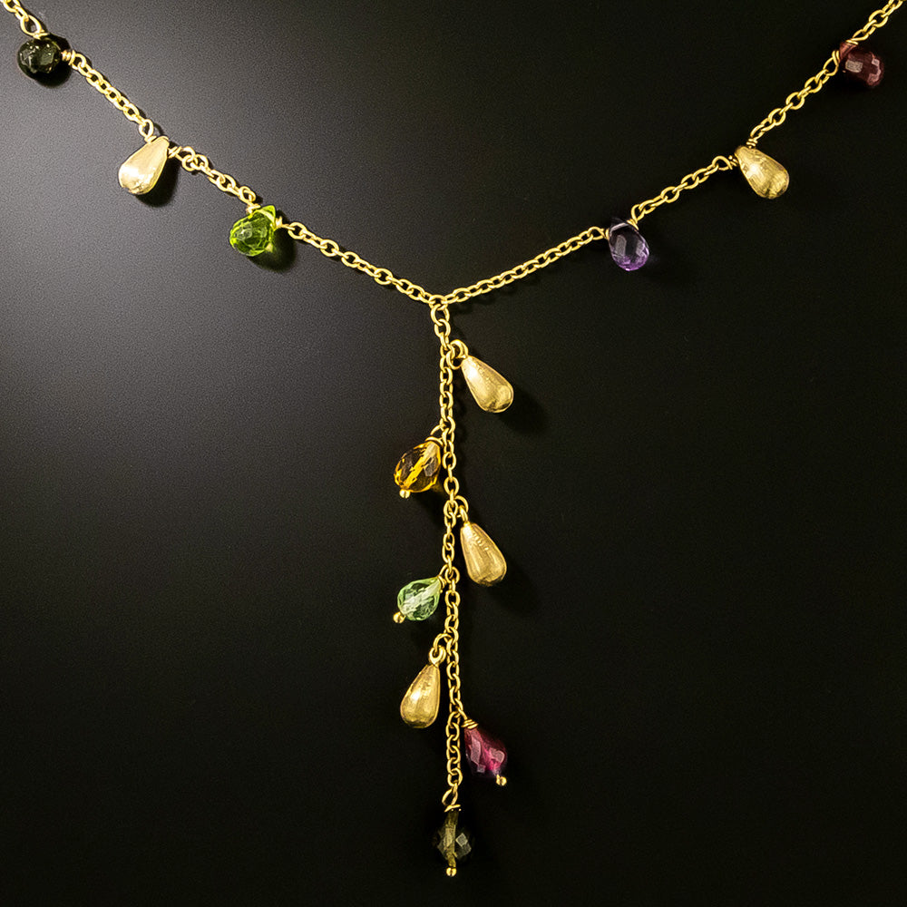 Estate Multi-Gemstone Lariat Necklace, Italian - 3