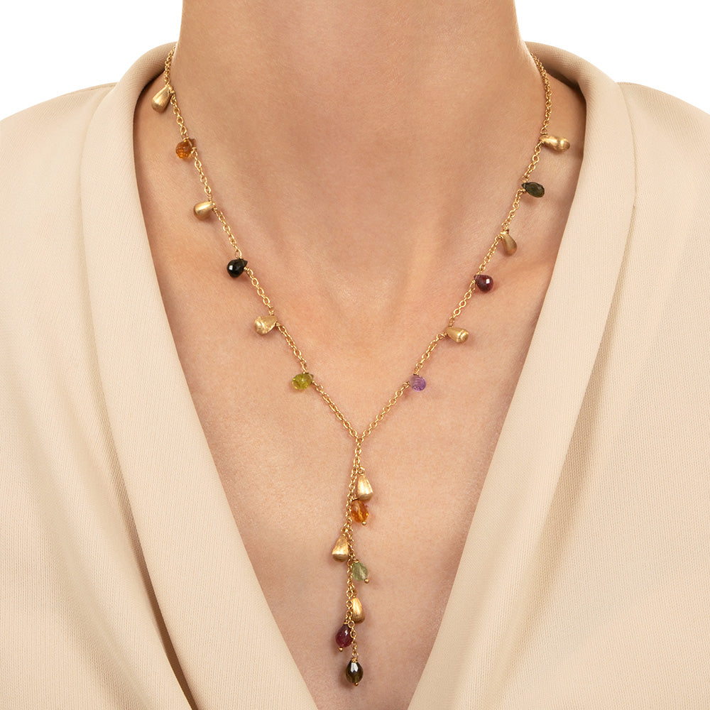 Estate Multi-Gemstone Lariat Necklace, Italian - 4