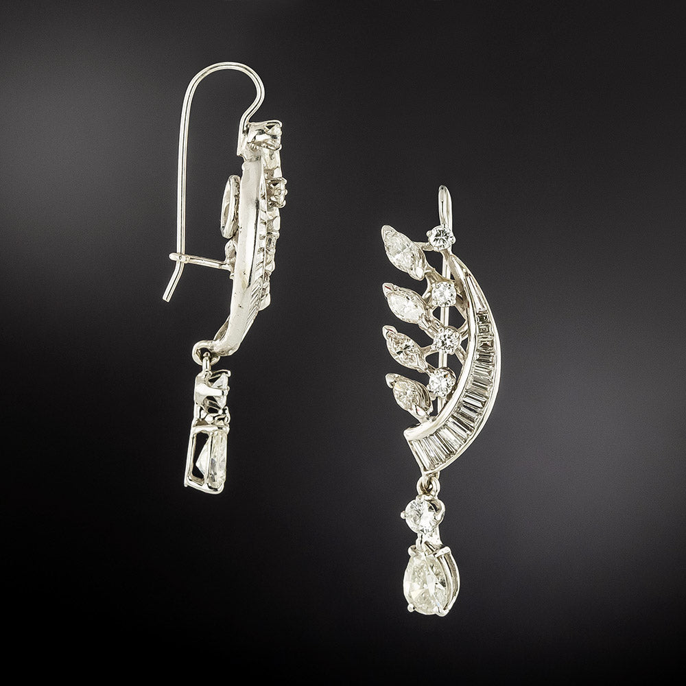 Estate Multi-Shape Diamond Dangle Earrings - 3
